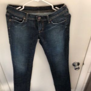 Low waist straight leg jeans.